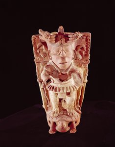 カメの上に立っている人、「世界の創造主」（陶器）